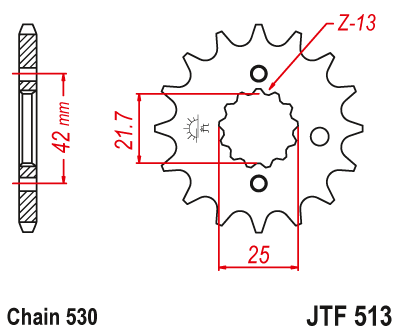 JT ETURATAS 18-hampainen, JTF513.18 JT Sprockets F513-18
