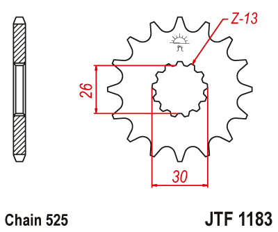 JT ETURATAS 18-hampainen, JTF1183.18 JT Sprockets F1183-18