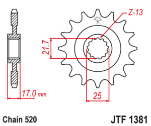 JT ETURATAS 15 hampainen JTF1381.15, Honda CB/CBR500 2013-