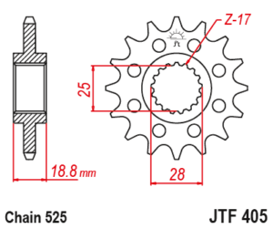 JT ETURATAS 20-hampainen JTF405.20, BMW F800R 2009-15