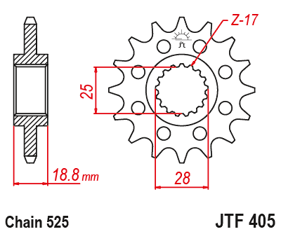 JT ETURATAS 20-hampainen JTF405.20, BMW F800R 2009-15 JT Sprockets F405-20