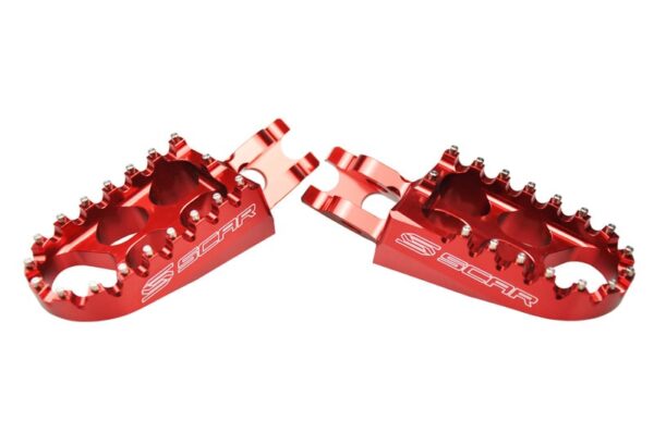 Scar Standard Footpegs - Kawasaki/Honda Red color