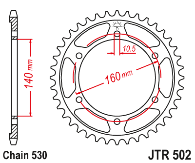 JT TAKARATAS 42-hampainen JTR502.42 JT Sprockets R502-42