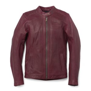 HD Women's Electra Mandarin Collar Studded Leather Riding Jacket