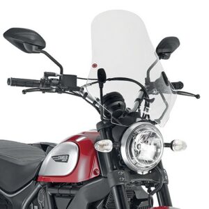 Kappa Tuulisuoja, kirkas Ducati Scrambler 400 (2016-21), Scrambler Icon 800 (2015-23) 48 x 43,5 cm (H x W)