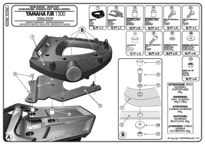 Kappa Takalaukun asennuslevy Monolock laukulle Yamaha FJR1300 (2006-2020)