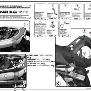 Kappa Takalaukun teline Monolock laukulle Kawasaki ER 6N / ER 6F 650 2005-08