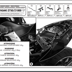 Kappa Takalaukun teline Kawasaki Z 1000 2007-09, Z 750 2007-14