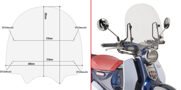 Givi Specific screen, TUULISUOJA 38,5 x 40 cm (H x W) Honda Super Cub C125 (2018-23)