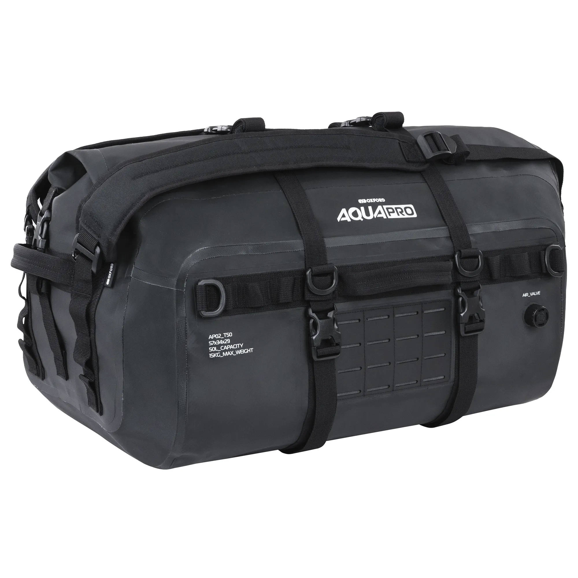 Oxford Aqua Pro T-50 Roll Bag, musta - vedenpitävä rullalaukku 50l - Image 2
