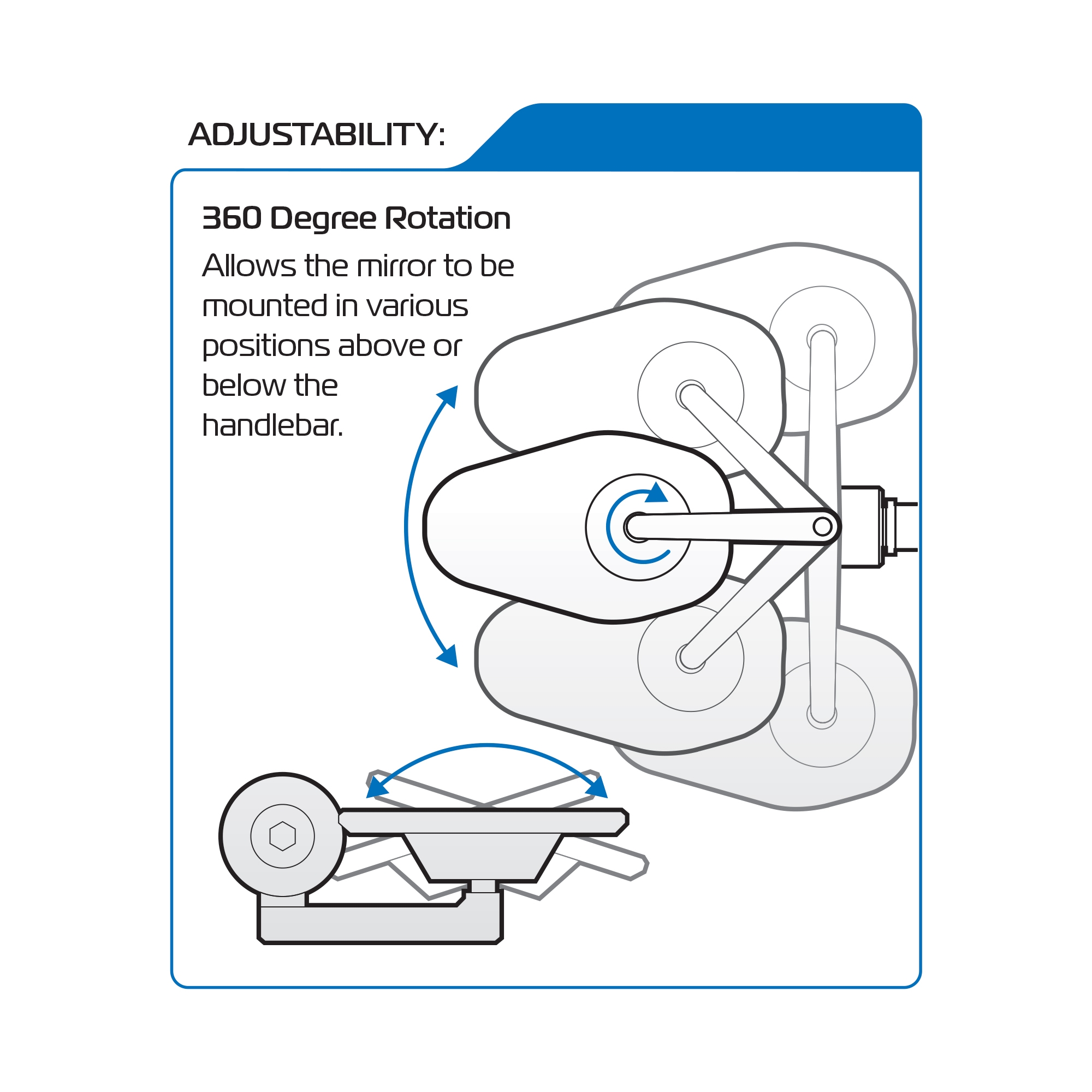 Oxford Shield 360 - ohjaustangon päätypeili - Image 3