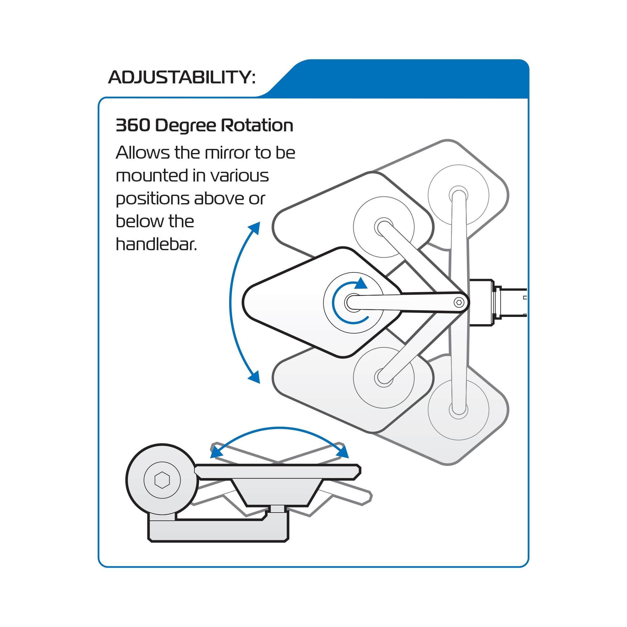 Oxford Arrow 360 - ohjaustangon päätypeili - Image 4