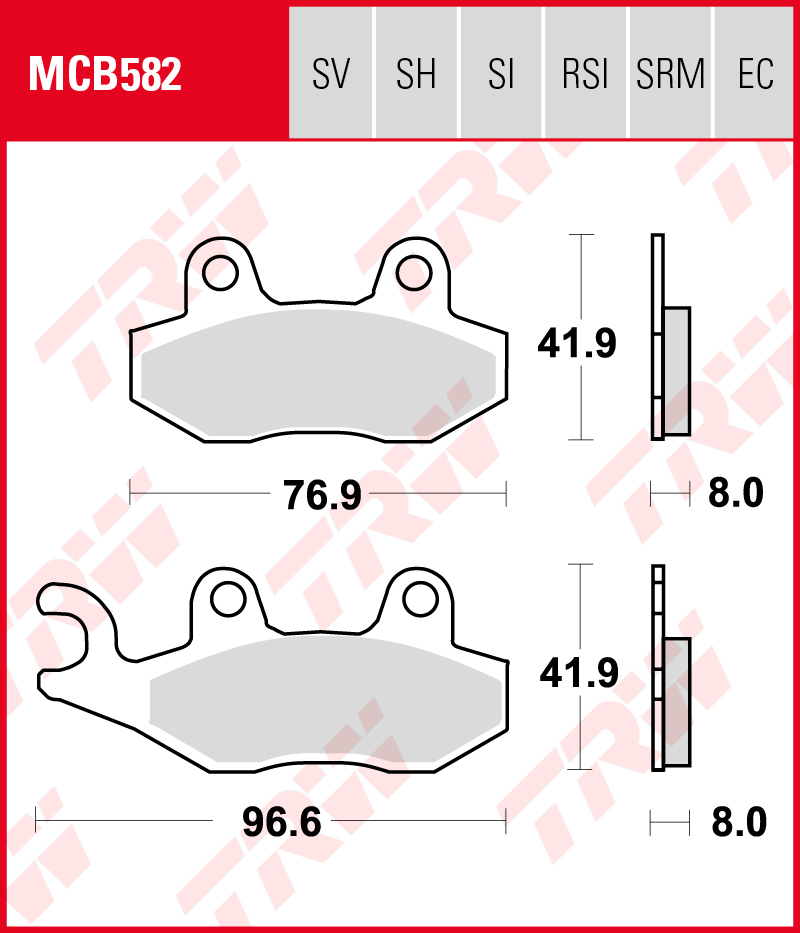 TRW Sinterijarrupalat maxi-skootteriin eteen/taakse Benelli 250 Caffe Nero 2008-ym. (MCB582SRM) - Image 2