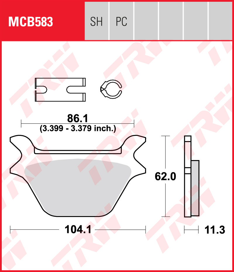 TRW Sinterijarrupalat taakse Harley-Davidson FXE 1340 1982 ym. (MCB583SH)