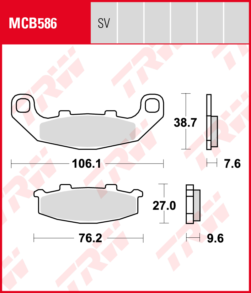 TRW Sinterijarrupalat eteen Kawasaki KR-1 250 1988 ym. (MCB586SV) - Image 2