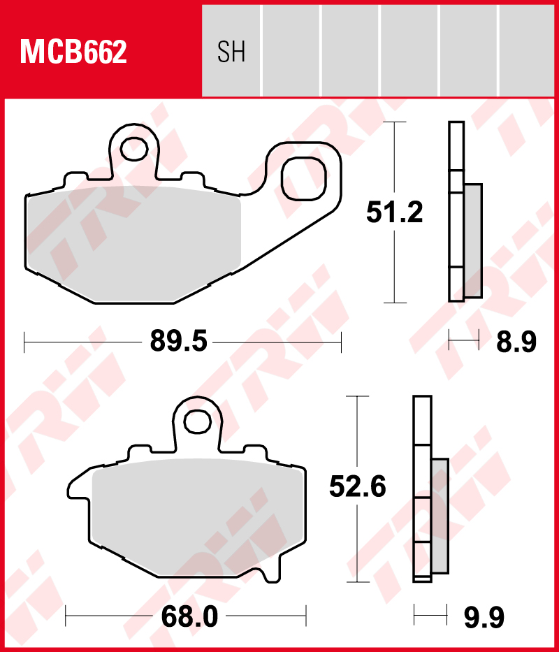 TRW Sinterijarrupalat taakse Kawasaki ZR 550 Zephyr 1996-1999 ym. (MCB662SH)