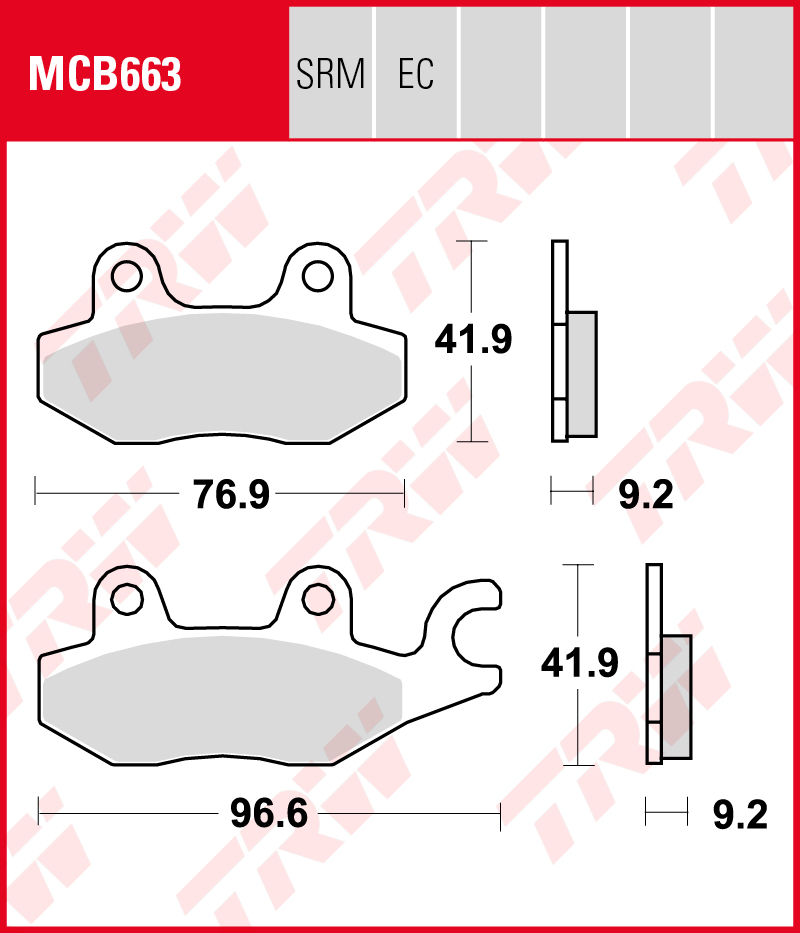 TRW Sinterijarrupalat maxi-skootteriin eteen/taakse Aeon 400 Elite i ABS 2012-ym. (MCB663SRM) - Image 2