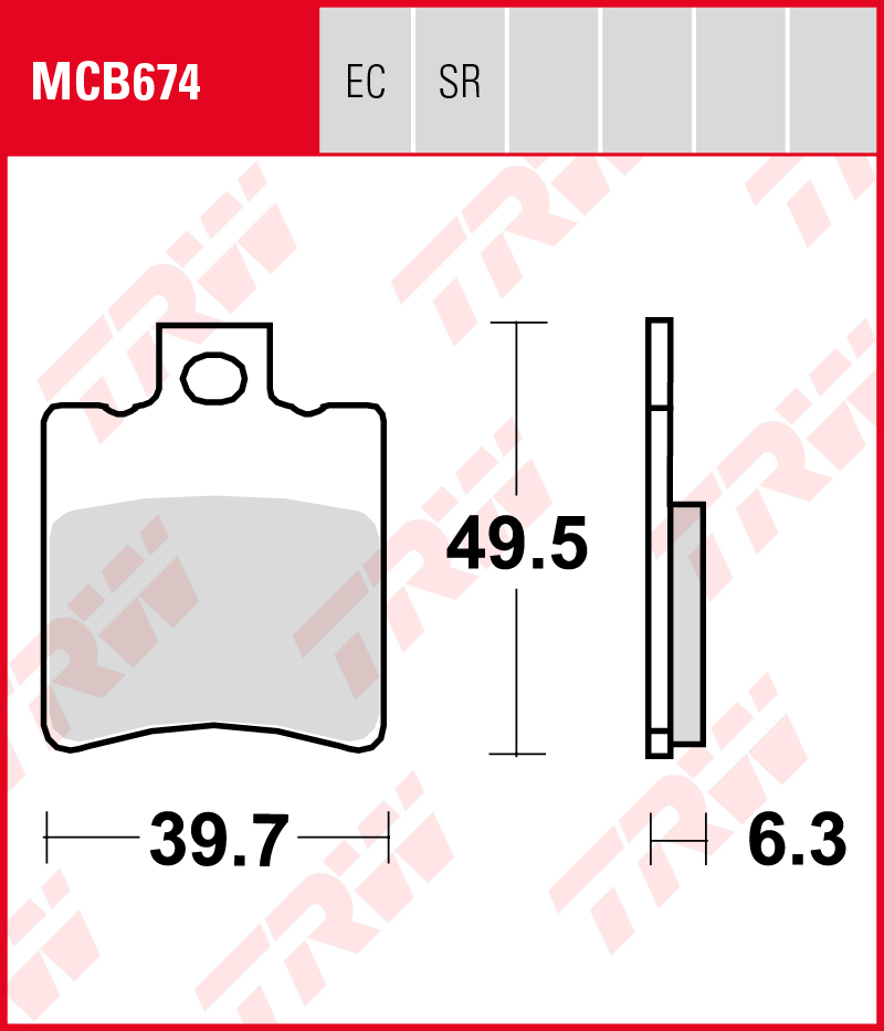 TRW Jarrupalat Eco eteen/taakse Aprilia SR 50 AC 1993-1996 ym. (MCB674EC) - Image 2
