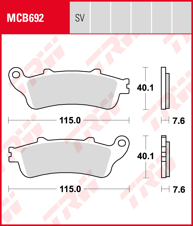 TRW Sinterijarrupalat eteen Honda ST 1100 Pan European ABS 1996-2002 (MCB692SV) - Image 2