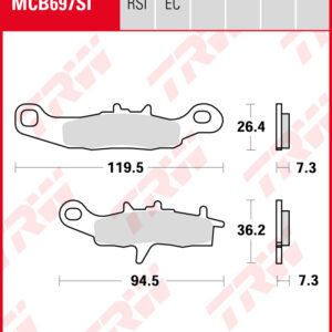 TRW Sinterijarrupalat Offroad eteen Kawasaki KX 80 1997-2000 ym. (MCB697SI)