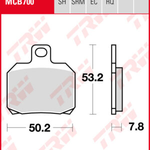 TRW Sinterijarrupalat maxi-skootteriin eteen/taakse Adiva A 250 2006-2022 ym. (MCB700SRM)