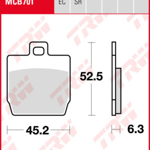 TRW Sinterijarrupalat skootteriin eteen/taakse CPI GTS 50 2002-2003 ym. (MCB701SR)