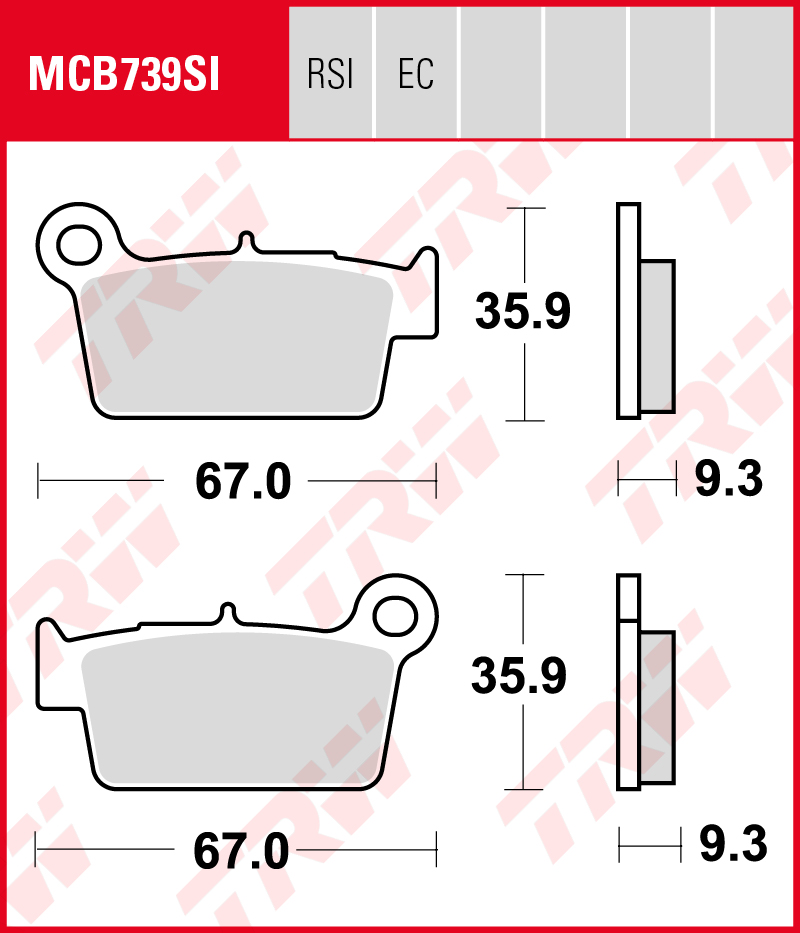 TRW Sinterijarrupalat Offroad taakse Aprilia SXV 450 Supermoto 2005-2013 ym. (MCB739SI) - Image 2