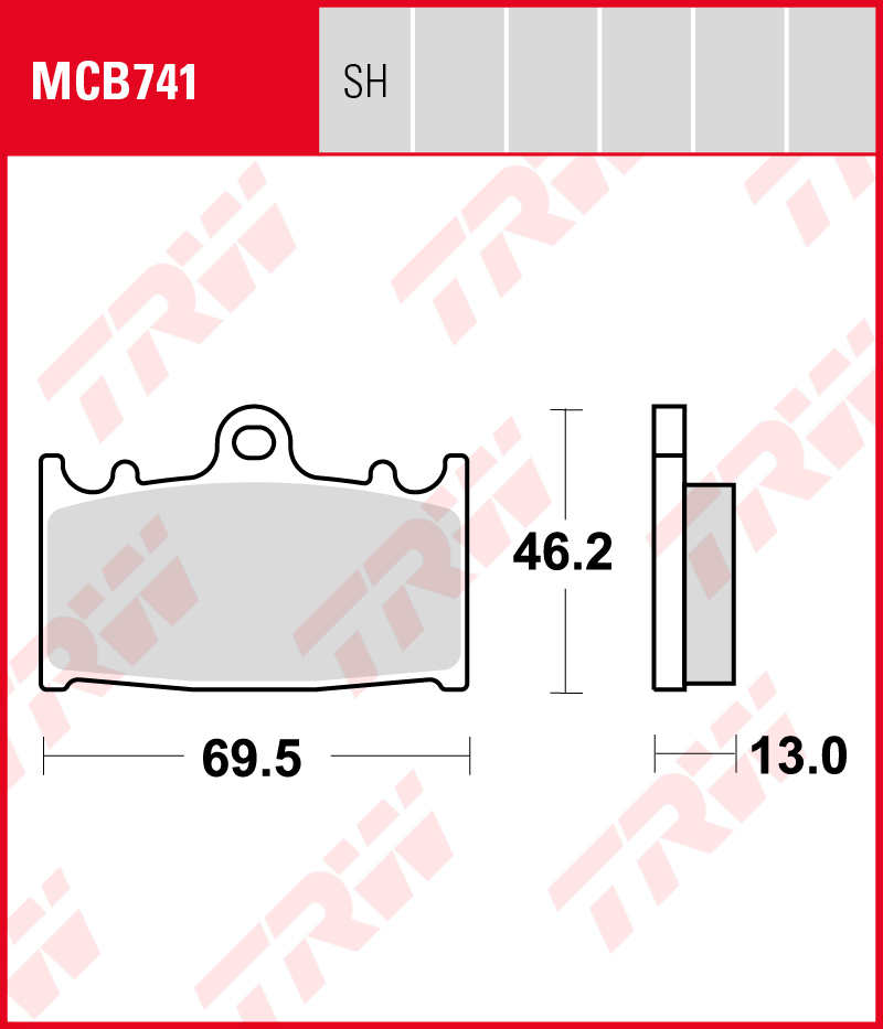 TRW Jarrupalat Allround taakse Suzuki VL 1500 C 1500 Intruder 2002-2008 (MCB741) - Image 2
