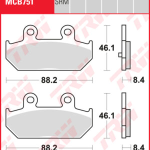 TRW Sinterijarrupalat maxi-skootteriin taakse Suzuki AN 400 Burgman 2022-ym. (MCB751SRM)