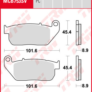 TRW Sinterijarrupalat eteen Harley-Davidson XL 883 C Sportster Custom Sportster 2004-2010 ym. (MCB753SV)