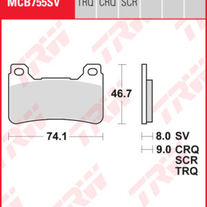 TRW Sinterijarrupalat eteen Honda VFR 800 F, FA 2014-2016 ym. (MCB755SV)