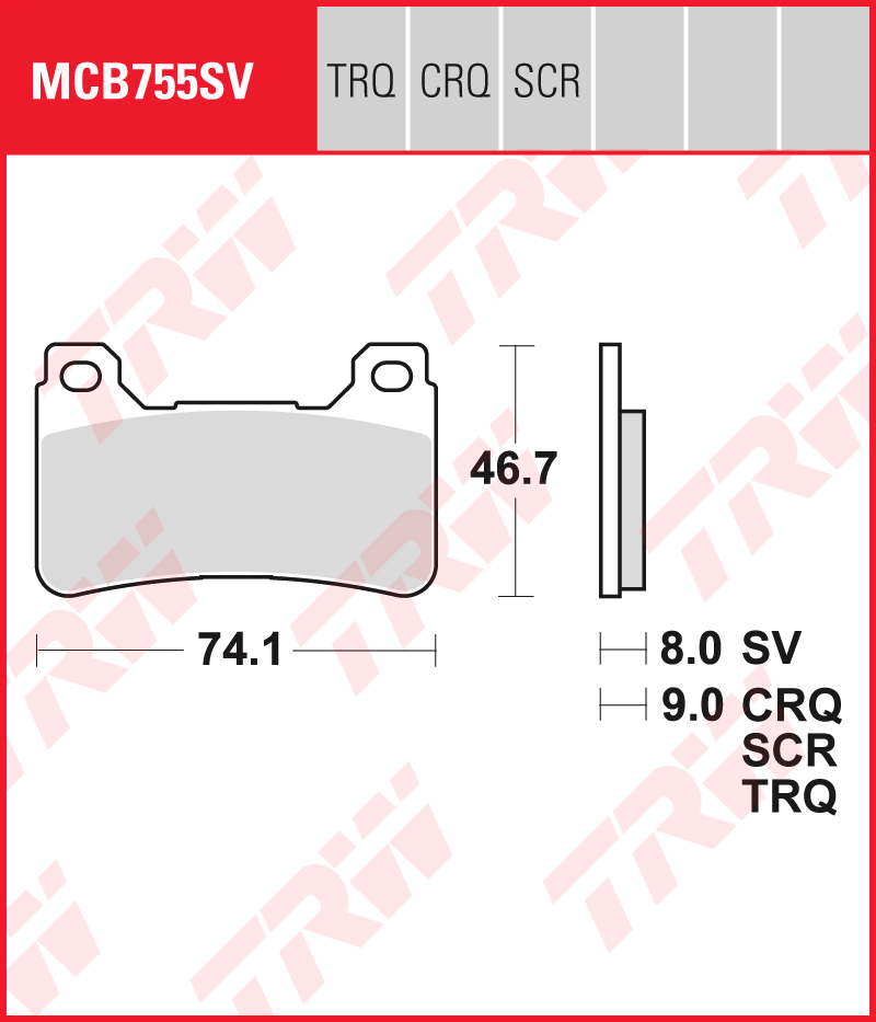 TRW Sinterijarrupalat eteen Honda VFR 800 F, FA 2014-2016 ym. (MCB755SV)