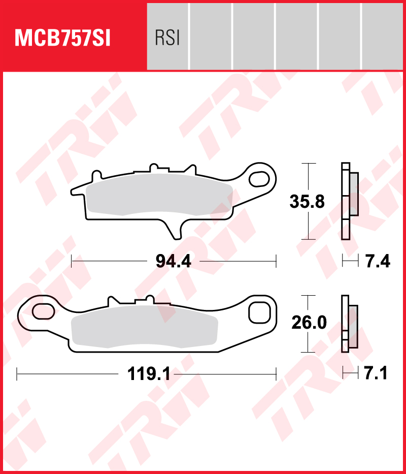 TRW Sinterijarrupalat Offroad eteen Kawasaki KFX 700 KSV 2004-ym. (MCB757SI)