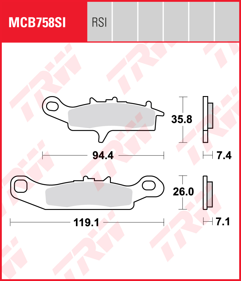 TRW Sinterijarrupalat Offroad eteen Kawasaki KFX 700 KSV 2004-ym. (MCB758SI) - Image 2