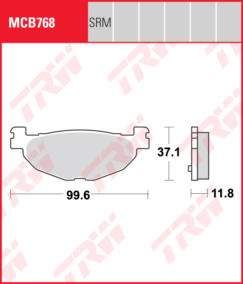 TRW Sinterijarrupalat maxi-skootteriin taakse Yamaha XP 500 Tmax 2008-2012 ym. (MCB768SRM)