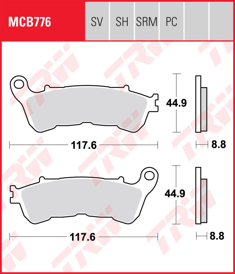 TRW Sinterijarrupalat maxi-skootteriin eteen Honda PS 250 Ruckus 2005-2006 ym. (MCB776SRM) - Image 2