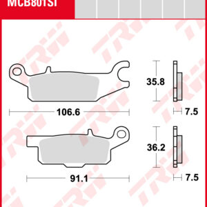 TRW Sinterijarrupalat Offroad eteen Yamaha YFM 700 FWAD Grizzly EPS 2007-2017 ym. (MCB801SI)