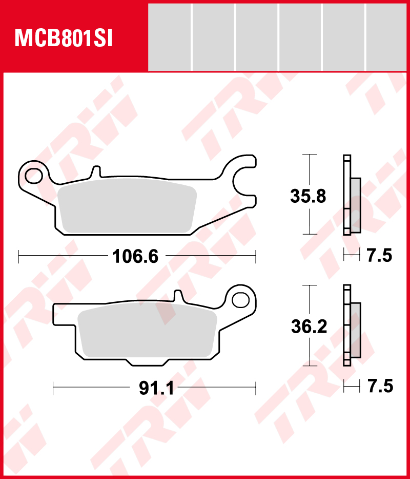 TRW Sinterijarrupalat Offroad eteen Yamaha YFM 700 FWAD Grizzly EPS 2007-2017 ym. (MCB801SI)