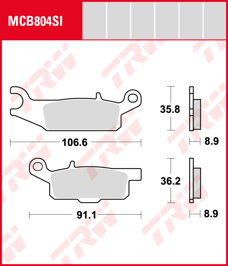 TRW Sinterijarrupalat Offroad taakse Yamaha YFM 700 FWAD Grizzly EPS 2007-2017 ym. (MCB804SI) - Image 2