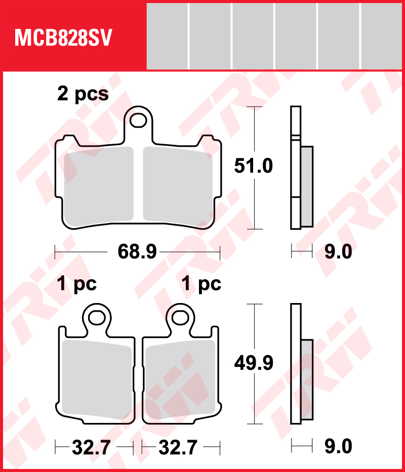 TRW Sinterijarrupalat eteen Honda VFR 1200 FA 2010-2019 ym. (MCB828SV) - Image 2