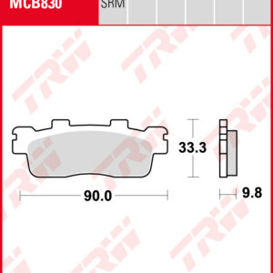 TRW Sinterijarrupalat maxi-skootteriin eteen/taakse Kawasaki J 300 , ABS 2014-ym. (MCB830SRM)