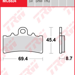 TRW Sinterijarrupalat maxi-skootteriin eteen BMW C 400 GT 2019 ym. (MCB834SRM)
