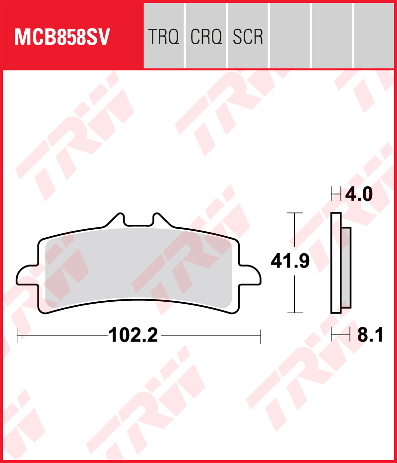 TRW Sinterijarrupalat eteen Aprilia RSV4 1000 RF ABS 2015-2016 ym. (MCB858SV)