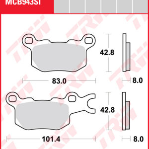 TRW Sinterijarrupalat Offroad taakse Can-Am 976 Defender HD10 2017-2023 ym. (MCB943SI)