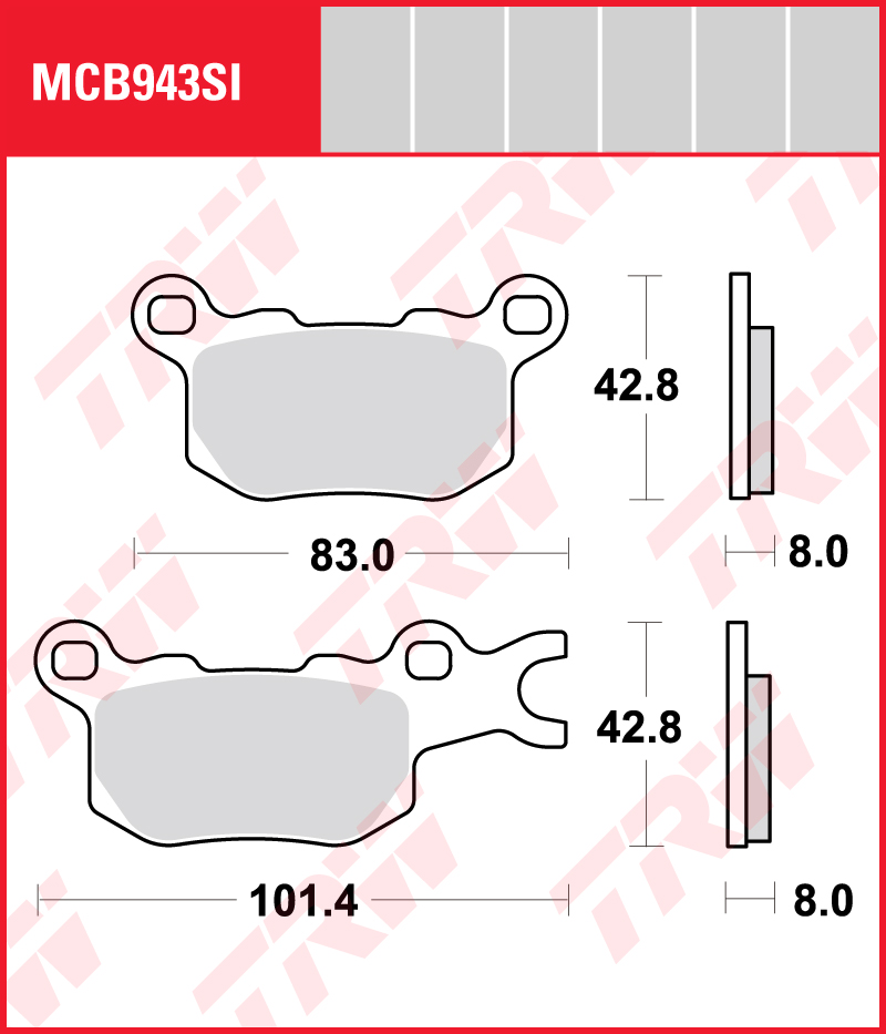 TRW Sinterijarrupalat Offroad taakse Can-Am 976 Defender HD10 2017-2023 ym. (MCB943SI)