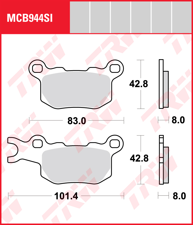 TRW Sinterijarrupalat Offroad taakse Can-Am 976 Defender HD10 2017-2023 ym. (MCB944SI)