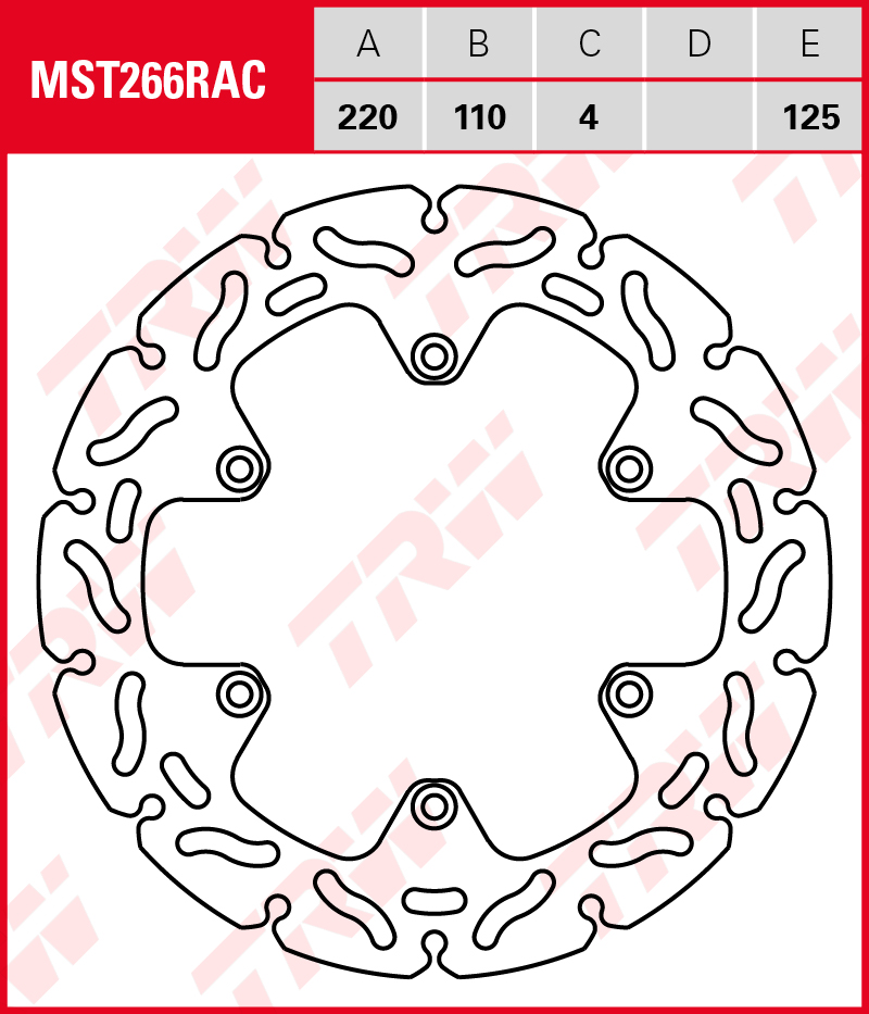 TRW Jarrulevy taakse Benelli BX 450 Cross 2007-2011 ym. (MST266RAC) - Image 2