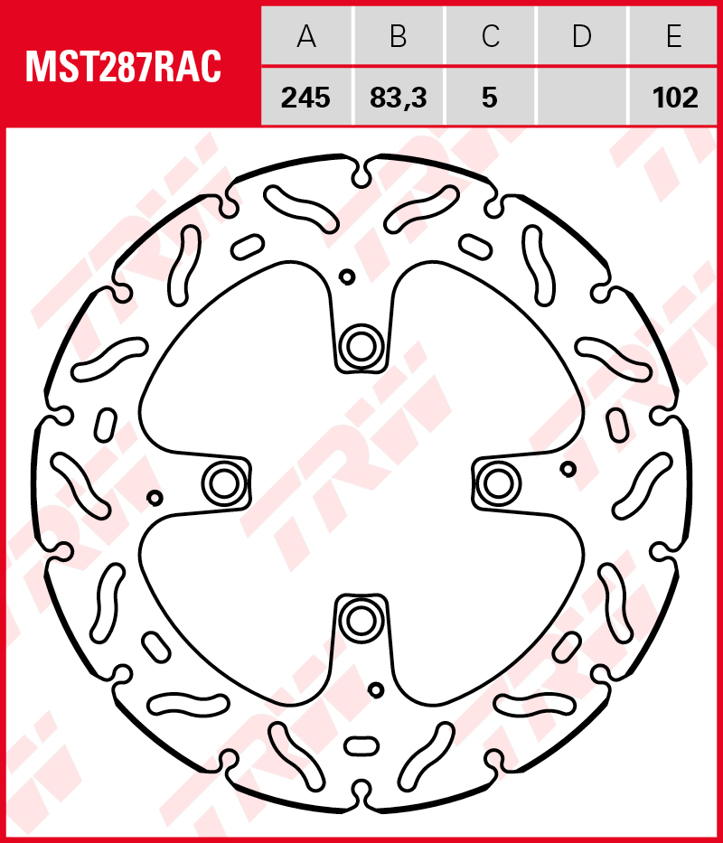 TRW Jarrulevy taakse Ducati 937 Supersport, S 2017-2020 ym. (MST287RAC) - Image 2