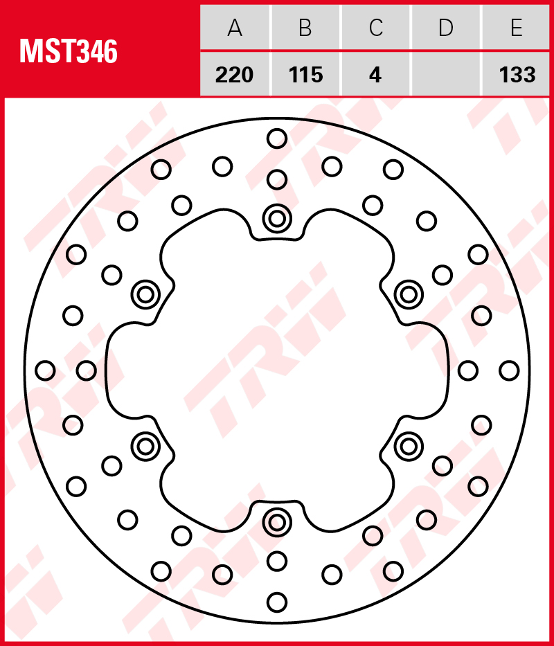 TRW Jarrulevy taakse Yamaha DT 125 R, RH, RN 1991-1998 ym. (MST346) - Image 2