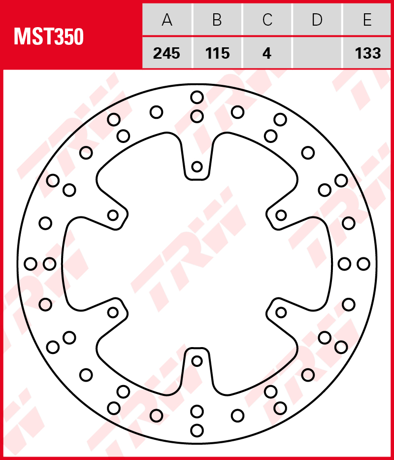 TRW Jarrulevy taakse Yamaha WR 125 2002-2007 ym. (MST350) - Image 2